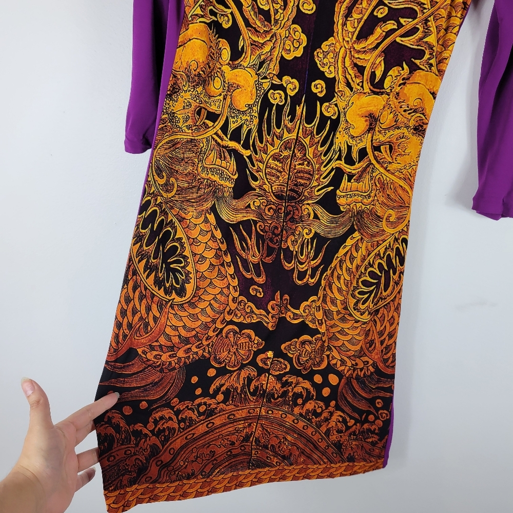 Roberto Cavalli Vintage Y2K Mesh Dragon Print Mini Dress Rare Hard to Find - Picture 3 of 12